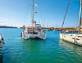 Harbour manoeuvres: The sheer dimensions of the platform of some catamarans often make beginners in particular gulp at first. It is not always easy to manoeuvre this hulk out of and into Mediterranean harbours, some of which are too narrow