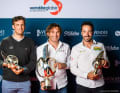 Of the three podium sailors at the 9th Vendée Globe, one made a triumphant comeback: Charlie Dalin set a new fabulous record at the tenth anniversary edition. The other two - defending champion Yannick Bestaven (centre) and Louis Burton - had to retire.