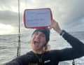 So wie Clarisse Cremer feierten viele Vendée-Skipper in dieser Woche das Passieren des Kaps der Guten Hoffnung