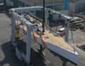 The Wally 101 was suspended from the crane at just 55 tonnes - the result of the sandwich construction in negative form and with carbon prepregs