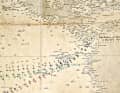 Each cross on the old map marks a day on the way across 96° West to the South Seas