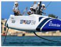 Steuermann Erik Heil und sein Germany SailGP Team am Samstag in Abu Dhabi