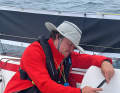 "Sharifa" owner and skipper Rasmus Töpsch at work on board