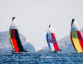 Beautiful skiff light shows in the bay of Marseille