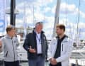 Lennart Burke e Melwin Fink all'Ancora Yacht Festival di Neustadt in conversazione con Heiko Zimmermann, fondatore dell'In-Water Boat Show.