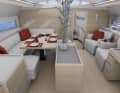 The saloon is on a raised level. The huge hull windows provide transparency