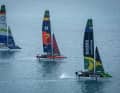The three finalists from Bermuda: Australia's Bonds Flying Roos, Spain's Los Gallos and the Germany SailGP Team by Deutsche Bank.