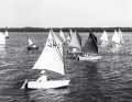 First regattas off the beach in Clearwater, Florida, USA. The sponsors' logos in the sails