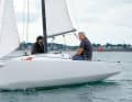 Quite a radical design idiom: the full front compensates for the volume at the rear. The strikingly wide waterline at the stern reduces the wetted surface area