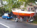 On the road: the owner trailers the 6.50 metre boat from Salzgitter to the starting port for the trip