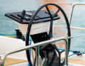 There is plenty of room for instruments and the bow thruster joystick on the steering column