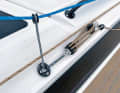 Borrowed from ocean racing: Headsheet guide made of cordage and thimbles