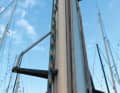 Equipment: Mast steps - fixed aluminium mast steps cost around 80 euros each, folding ones half the price. You can also build your own. Two steps at the same height are ideal for working on the top