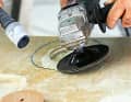 3. sanding: Bevel the edge of the hole. The stock removal depends on the laminate thickness, 12 millimetres of stock removal are required for every millimetre