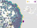 Abdeckung des Telia-5G-Netzes rund um Stockholm. Wirklich schnell ist das Netz über Land, im grünen Streifen ist LTE gleichwertig