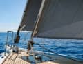 Jib and genoa on a fixed forestay. The two headsails are useful for long legs.