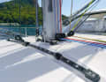 The self-tacking jib is supplied ex shipyard. The aluminium furling mast is on deck