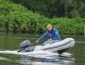 Due to the high transom, the short shaft motor cannot bring enough power into the water
