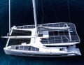 The cabin roof and forward decks were fitted with flexible, walk-on solar cells. As they are less efficient than rigid modules, a large number have been installed. Wind generators are optional