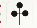 The colour combinations red-white-red or ball-rhombus-ball (from left to right) indicate a supply operation. In such cases, others must keep their distance. Three balls arranged in a triangle (M.) indicate mine clearance operations, from which one should also keep clear.