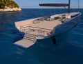 The bathing platform is part of the deck and unfolds at the touch of a button