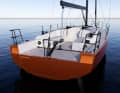 Les lignes modernes de la coque sont l'œuvre de Felci Yacht Design. La poupe large, avec ses bouchains marqués, est particulièrement caractéristique.