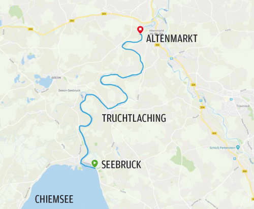   Von Seebruck am Chiemsee bis nach Altenmarkt führt uns die SUP-Flusstour.