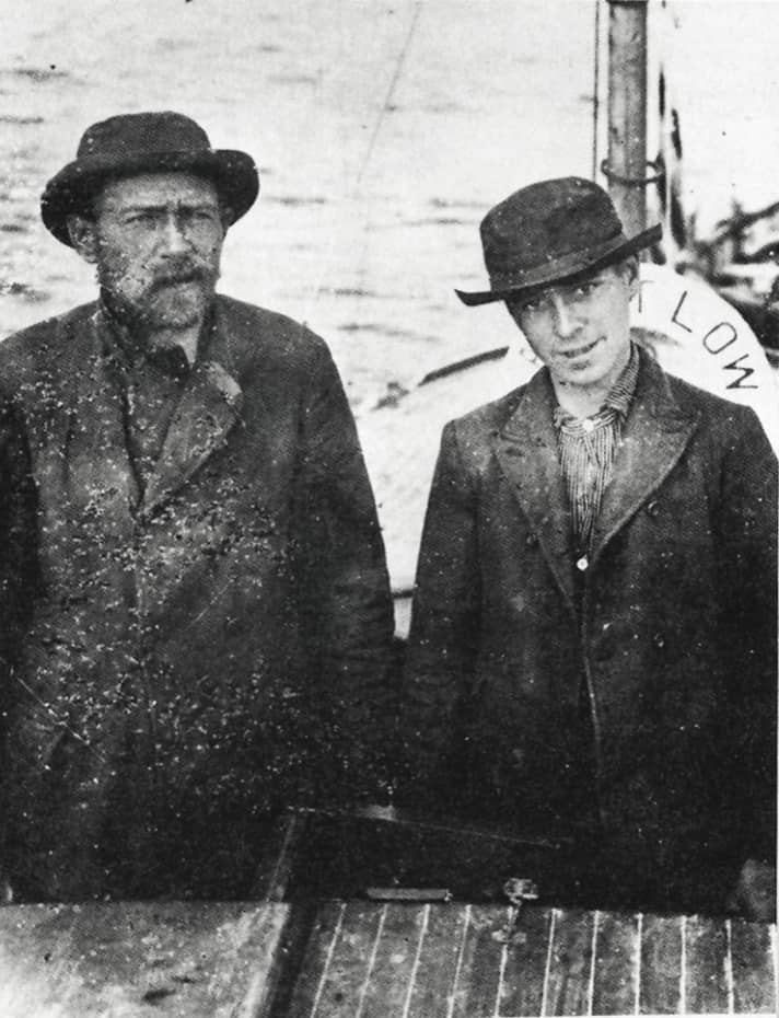   William Newman und sein Sohn Edward an Bord der „Abiel Abbott Low“.