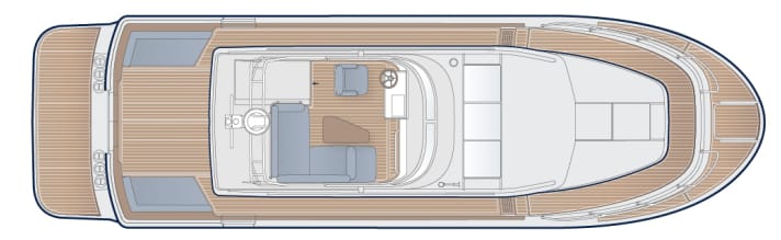 Die Aufsicht zeigt, wie viel Platz an Deck der neuen Targa 41 ist.