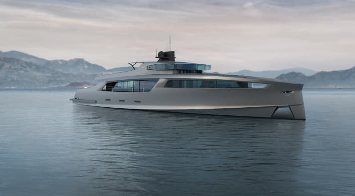 "Taurus": Esen Yacht will das 50 Meter lange Mannerfelt-Design aus GFK laminieren. 30 Knoten Topspeed sind geplant. | t.
