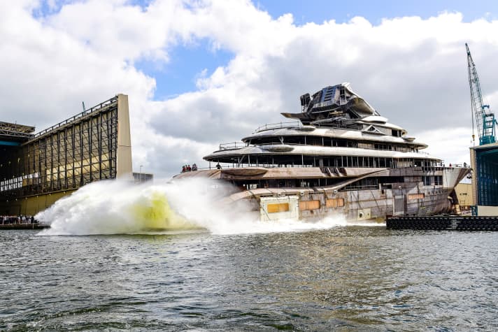 Big Splash: Lürssen ließ Projekt „Jag“ per Helgen zu Wasser. | r.