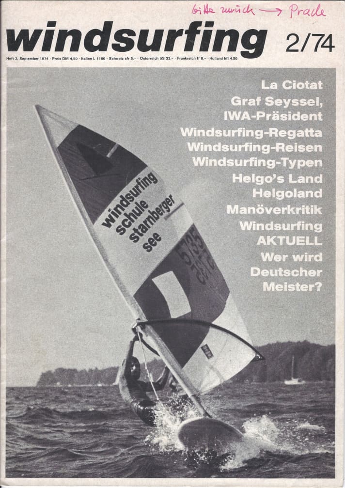 Als Grafiker brachte sich Ernstfried auch selber auf den Titel des Windsurfing Magazins.