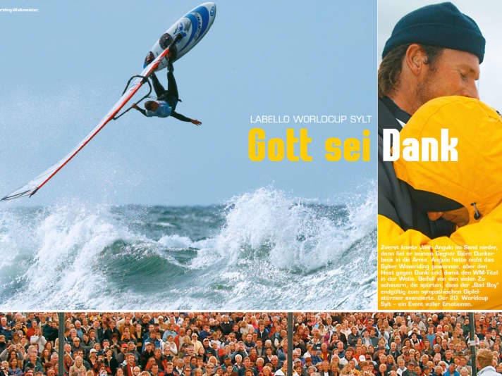 Der Weltmeister-Titel 2003 (Bild aus surf 1-2/2004) war wie eine Erlösung für Josh.