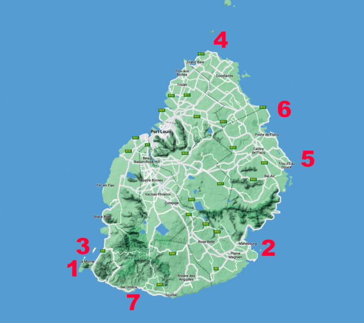 Übersicht der Mauritius-Spots 