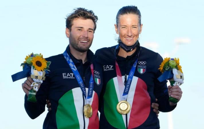 Die italienischen Olympiasieger Ruggero Tita und Caterina Banti