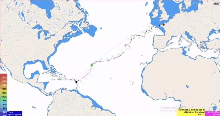 Ein Routing-Beispiel von Boris Herrmann für die anstehende Route du Rhum