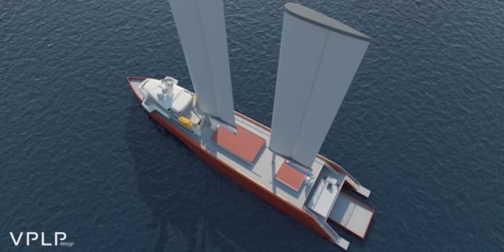   Mit dem Oceanwing-System sollen Frachtschiffe bis zu 42 Prozent effizienter fahren können 