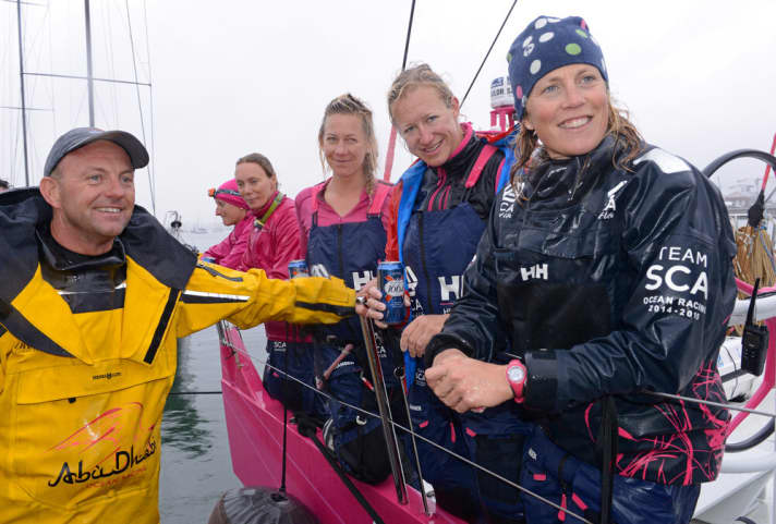   Haben viel Respekt füreinander: Volvo-Ocean-Race-Gewinner Ian Walker und SCA-Skipperin Sam Davies (r.)