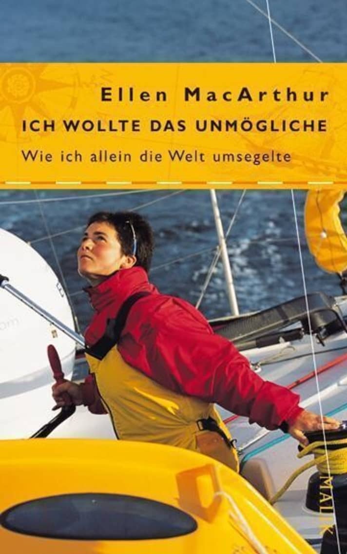   Ellen MacArthur auf dem Cover ihres Buches "Ich wollte das Unmögliche – Wie ich allein die Welt umsegelte" 