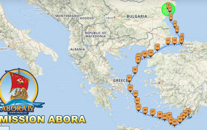   Die Route der "Abora IV" von Warna bis nach Kas