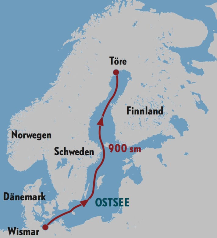   Die 900 Seemeilen lange Route