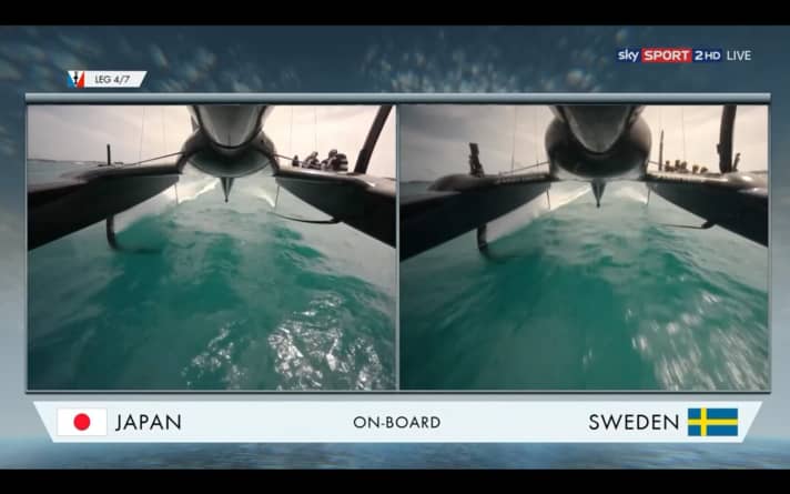   Die Foils der Japaner und der Schweden im Vergleich – in dieser Konfiguration segelten die Teams in 13, 14 Knoten Wind