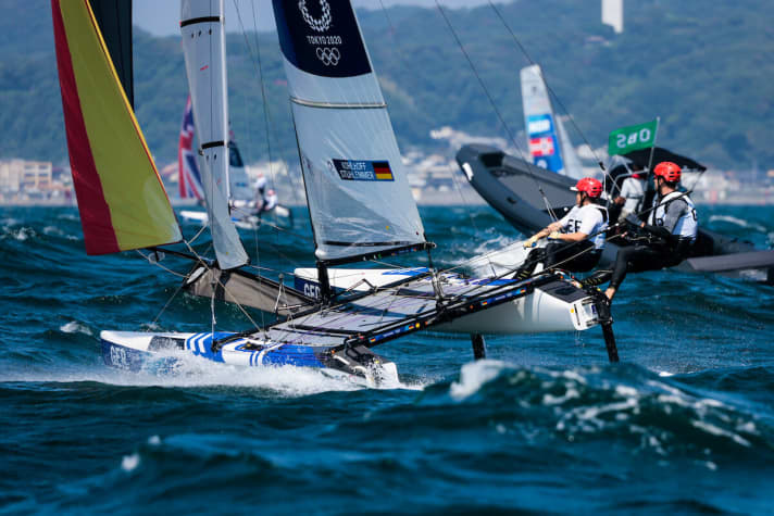   Die deutschen Wind- und Wellenbändiger auf dem Nacra-17-Kurs: Paul Kohlhoff und Alica Stuhlemmer in ihrem Element