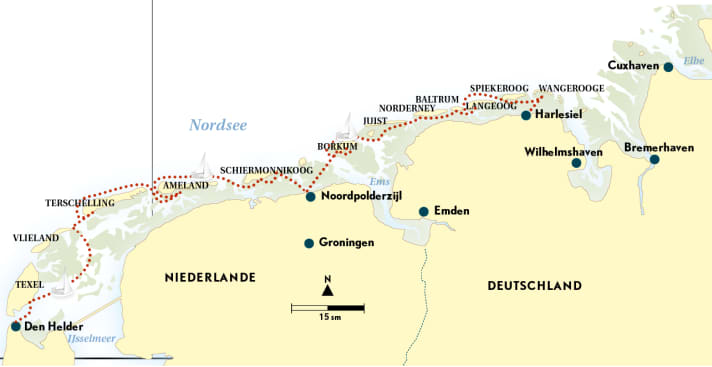 Von Den Helder nach Harlesiel . die Route von Michael Kujawa