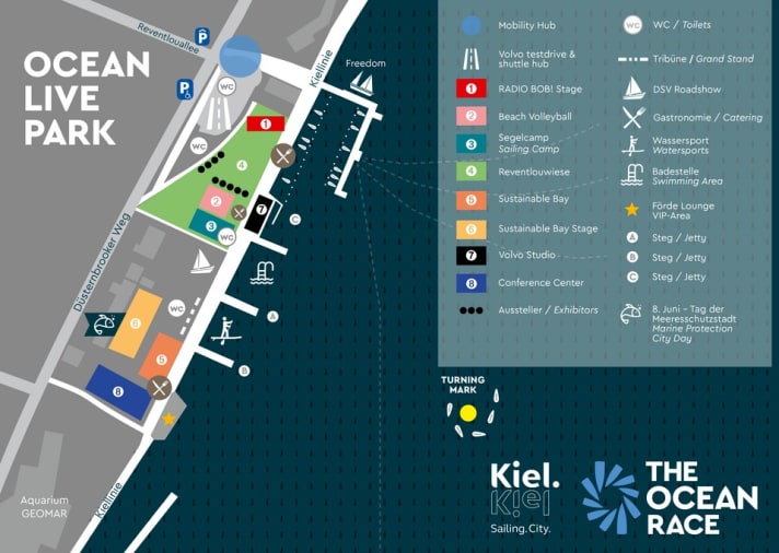 Perfekt zum Zuschauen – der Lageplan für den Fly-by in Kiel