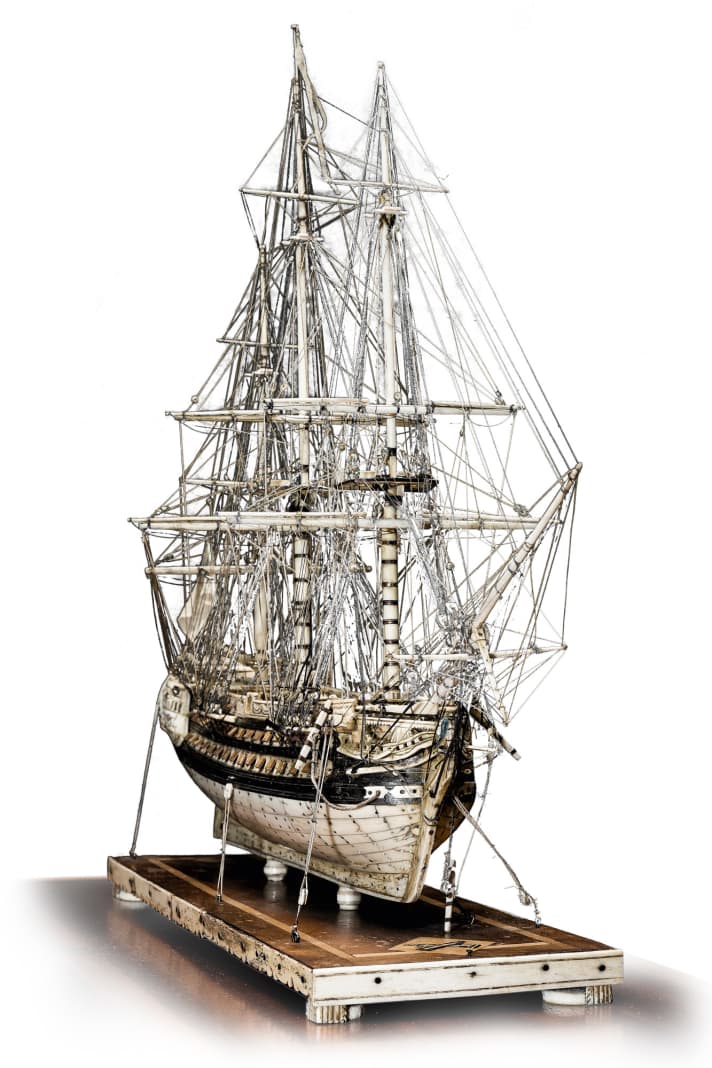 Das namenlose Modell wird in Sammlerkreisen wegen seiner Galionsfigur „HMS John Bull“ genannt