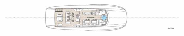 Sonnendeck: Der große Gasgrill freut den US-Eigner und die Chartergäste. Vorn liegt der Jacuzzi, achtern eine TV-Lounge.