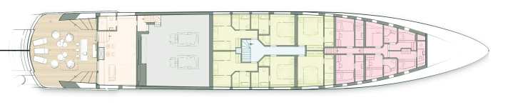 Divided: The suites all lead off a corridor, which saves space. A separate staircase leads to the gym with sleeping area.
