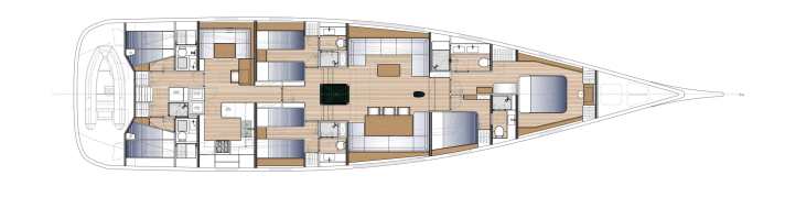 Unverrückbar: Die Kabinenaufteilung der Swan 88 sieht den Eigner immer vorn und die Crew achtern. | n.