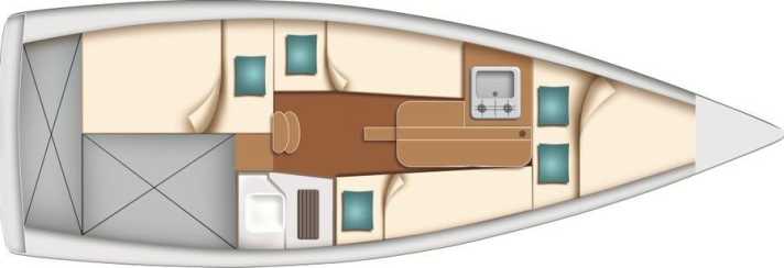   Variant of the Deltania with centrally located pantry